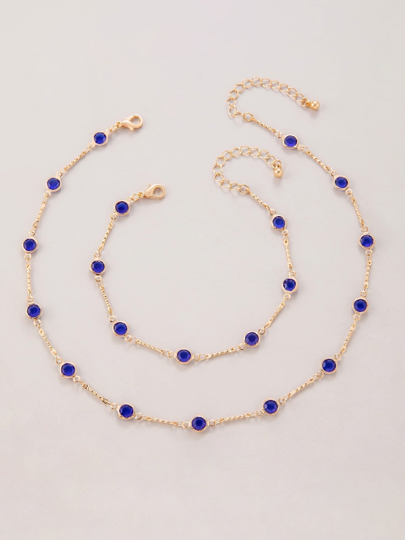 1Pc Fashion Polyresin Rhinestone Decor Anklet & 1Pc Necklace for Women for Gift