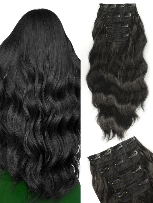 4Pcs Clip in Water Ripple Synthetic Hair Extension