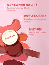SHEGLAM Cheeky Color Jam-Rose Meadow 6 Shades Multi-Use Cream Blush Lip Cream Matte Highly Pigmented Natural Blush Powder Face Makeup Black Friday Sale Red Blush