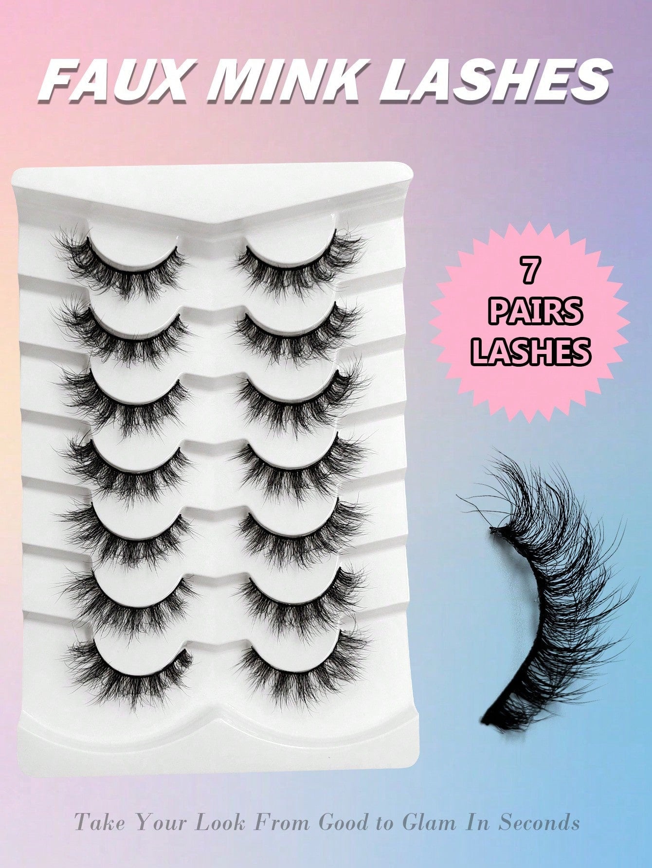 7Pairs 11Mm Natural Soft False Eyelashes