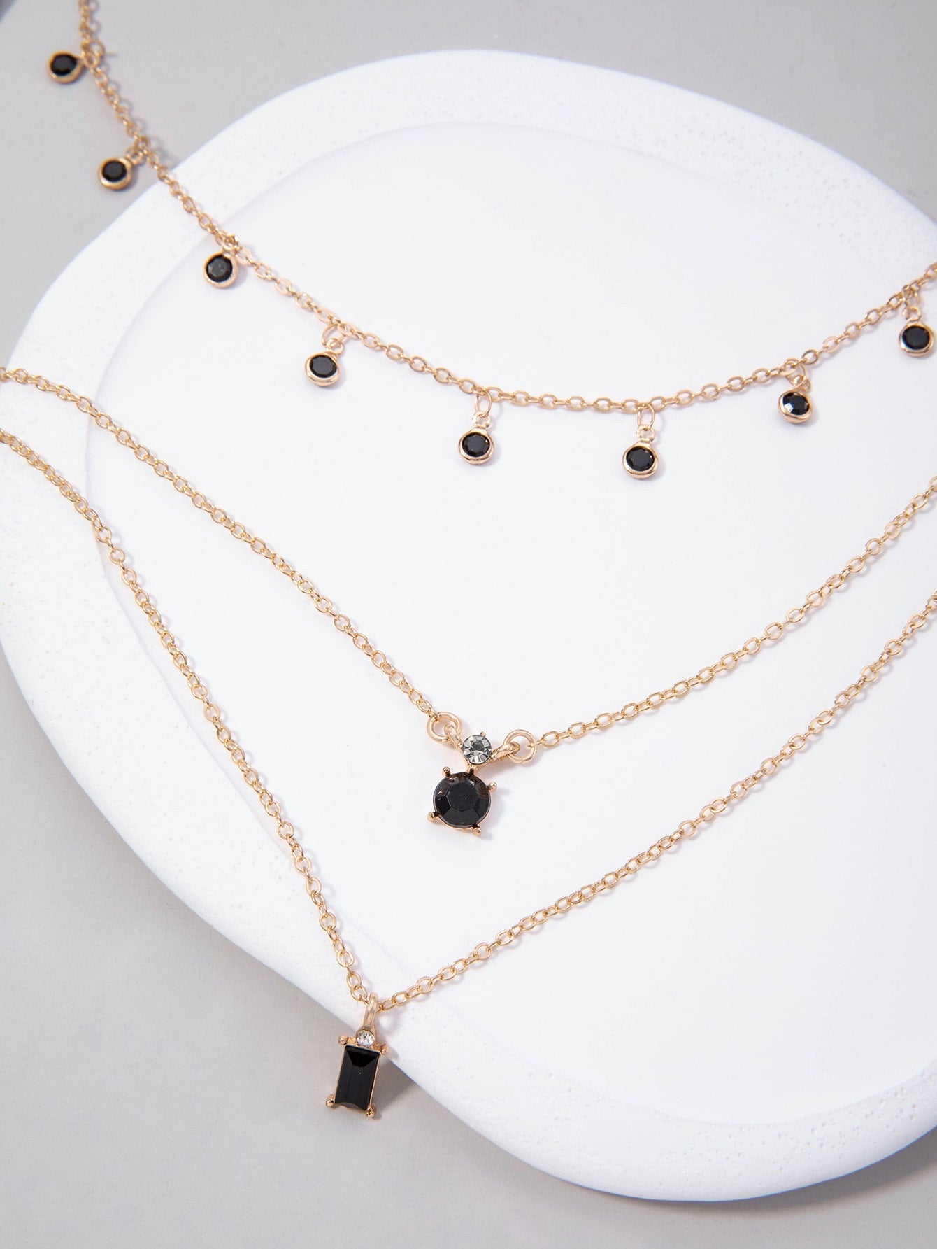 2Pcs/Set Alloy Rhinestone Tassel Chain Necklace, Multi-Layered Geometric Pendant Necklace for Women'S Party Gift (Handmade Chain with Uneven Number of Rhinestones Due to Different Sizes)