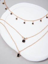 2Pcs/Set Alloy Rhinestone Tassel Chain Necklace, Multi-Layered Geometric Pendant Necklace for Women'S Party Gift (Handmade Chain with Uneven Number of Rhinestones Due to Different Sizes)