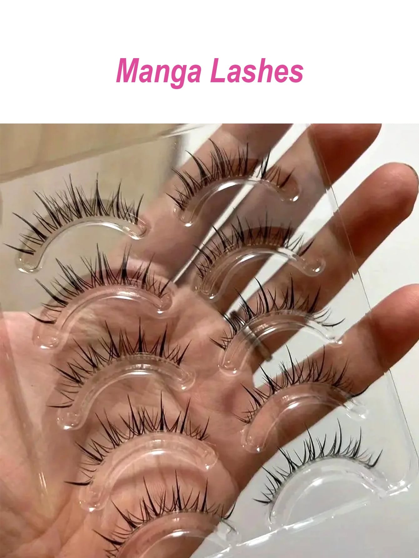 5 Pairs Manga False Eyelashes Transparent Stem Cross False Eyelashes Lashes Extensions Manga Anime Makeup Beauty Cosmetic