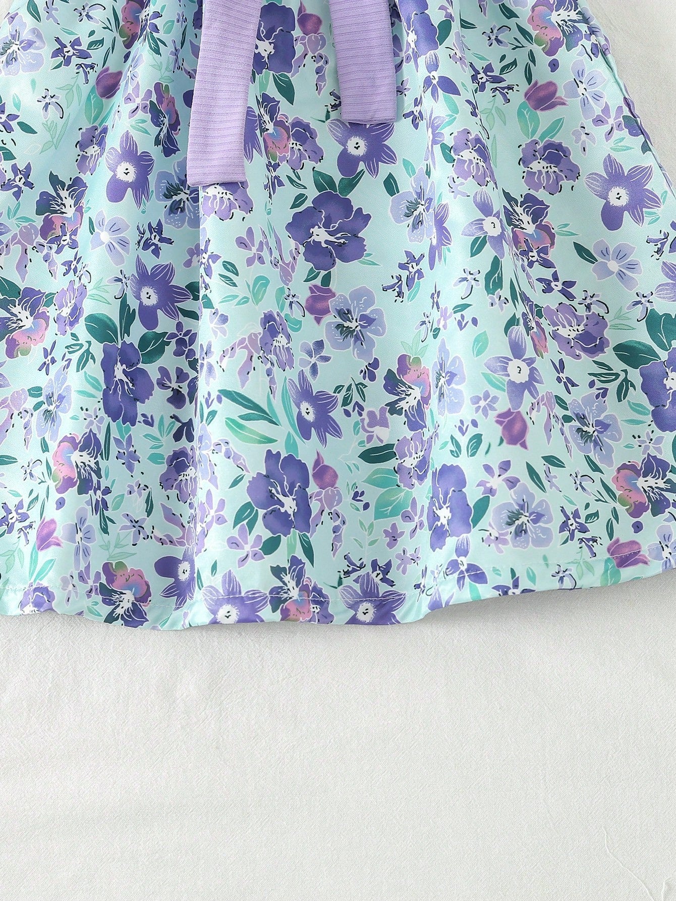 SHEIN Kids EVRYDAY Young Girl Lotus Edge Floral Printed Dress