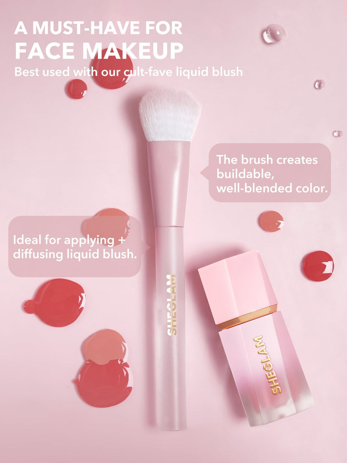 SHEGLAM Color Bloom Liquid Blush Brush Synthetic Kitty Paw Design Blush Brush Professional Soft Makeup Brush Liquid Blending Makeup Tool Black Friday Winter Gifts Face Brush