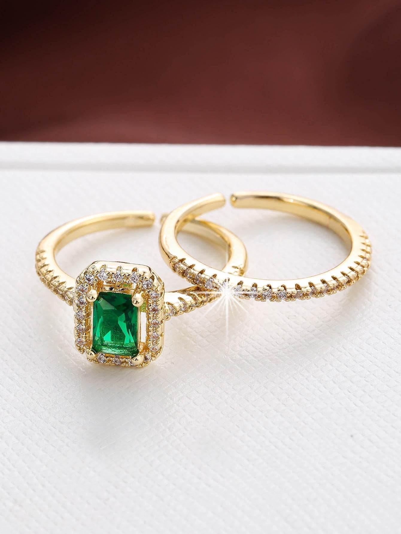 2Pcs/Set Fashion Copper Rhinestone Decor Ring for Women for Daily Decoration Copper Jewelry