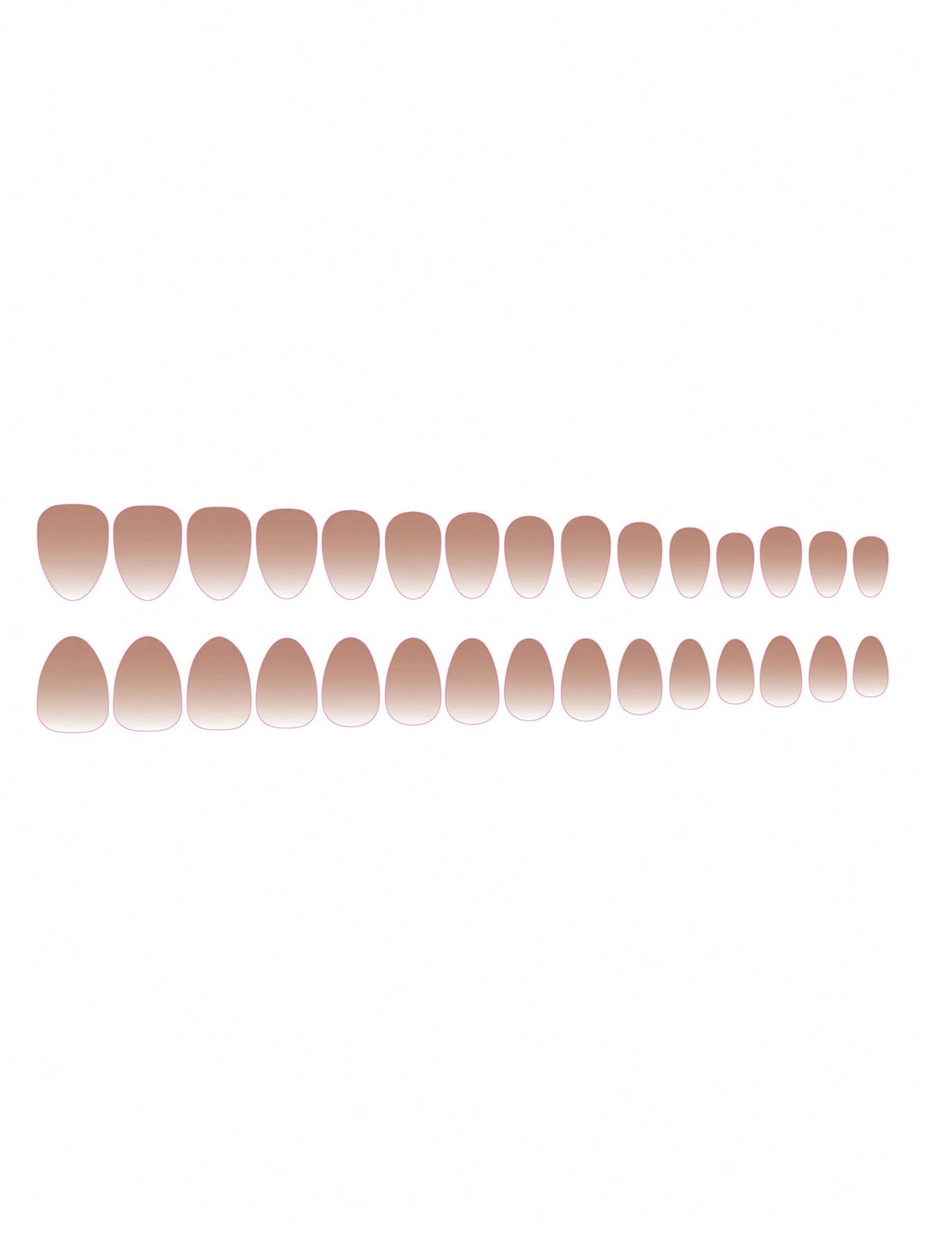 30Pcs/Set Long Pointed Bare & Milk White Gradient False Nail Tips with 1Pc Nail Buffing Bar and 1Pc Jelly Gel