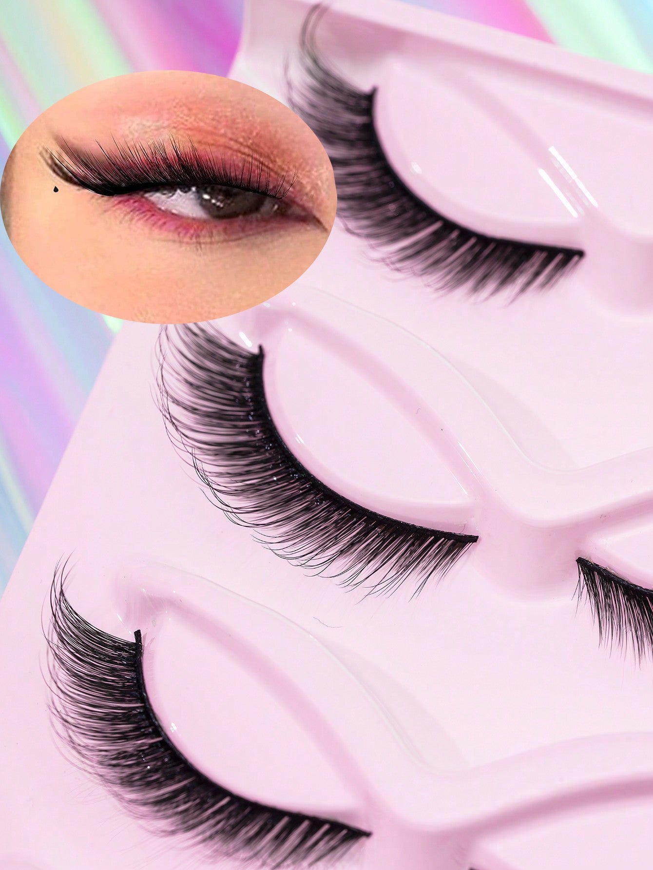 5 Pairs of Slender Long Curly Fox Eye Manga Lashes Eyetail Elongated False Eyelashes 16Mm