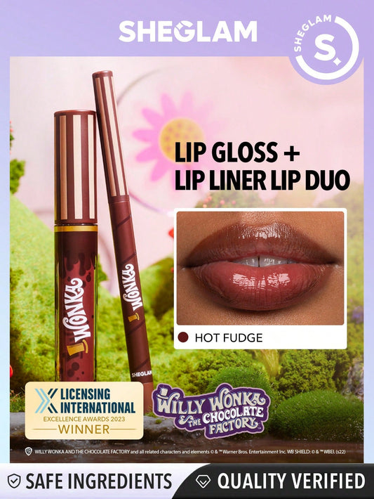 SHEGLAM | Willy Wonka Cocoa Kiss Lip Duo-Hot Fudge Black Friday Sale Gift Brown Liquid Lipstick