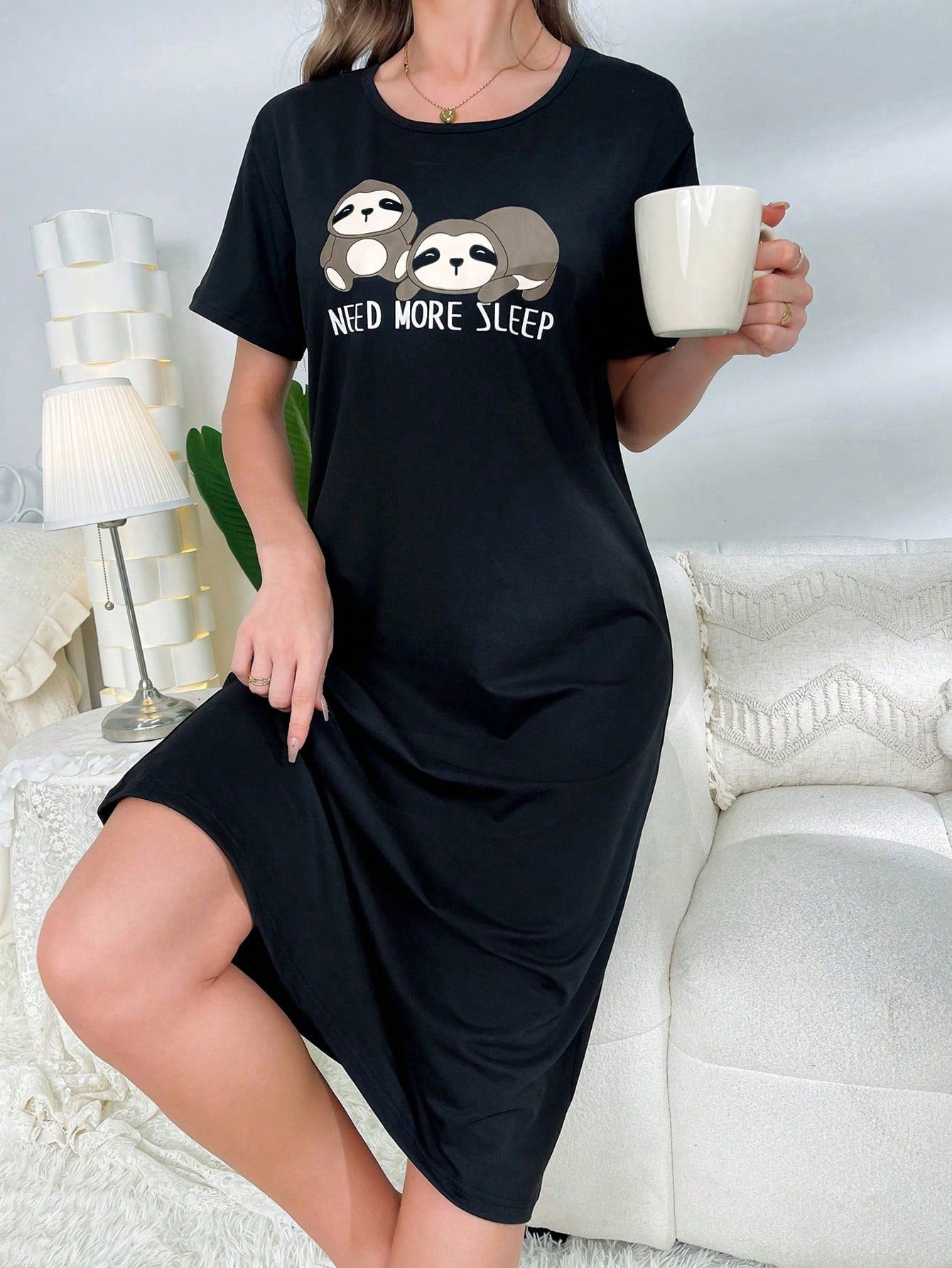 Slogan & Cartoon Graphic Nightdress