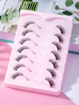 7Pairs/Set Casual Daily Wear Transparent Stem 3D Cross Design Eyelashes for Eye Enlarging, 0.5-1.3Cm