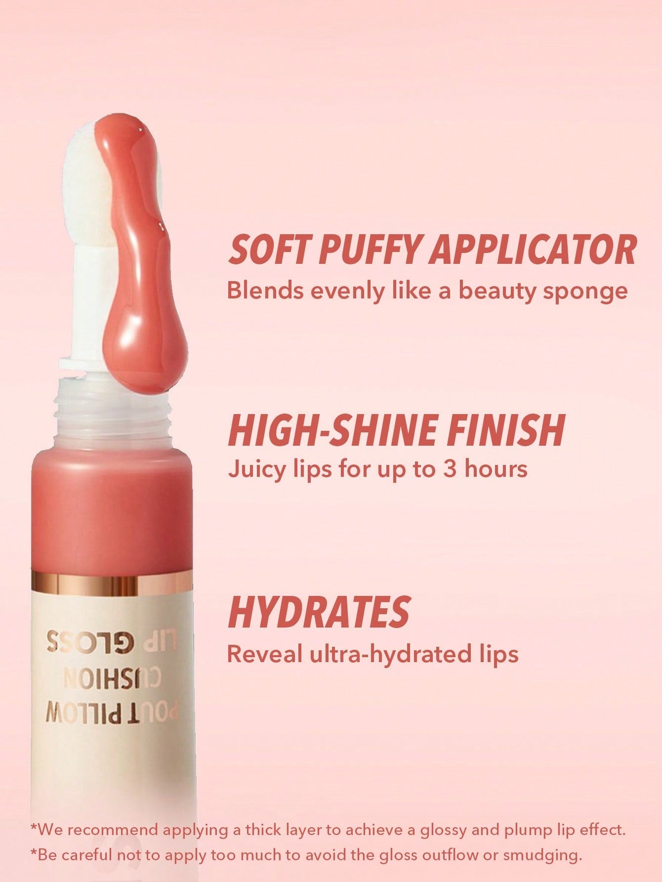 SHEGLAM Pout Pillow Cushion Lip Gloss-Cat Nap Moisturizing Liquid Lipstick High Shine Finish Sponge Tip Applicator Moisturizing Non-Sticky Lip Glaze Party Lip Gloss