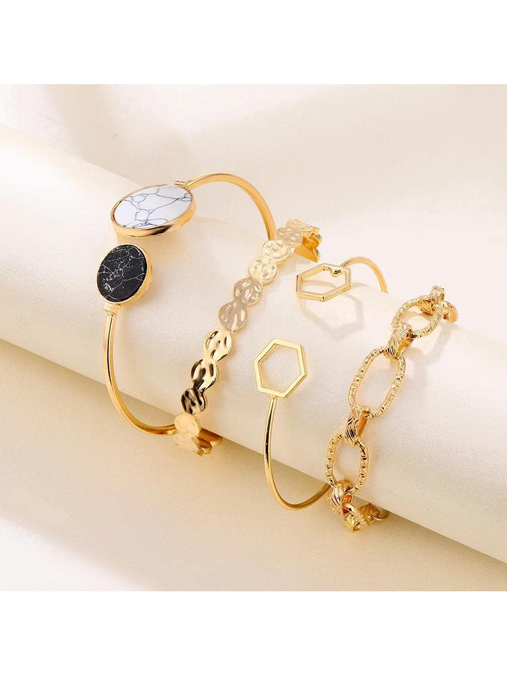 4Pcs/Set Vintage Geometric Design Bracelet for Women for Daily Commute