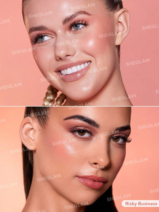 SHEGLAM Color Bloom Dayglow Liquid Blush Shimmer Finish-Risky Business Glowing Gel Cream Blush Long Lasting Non-Fading Highly Pigmented Lightweight Long Wear Smooth Blusher Black Friday Winter Pink Brown Gifts Blush