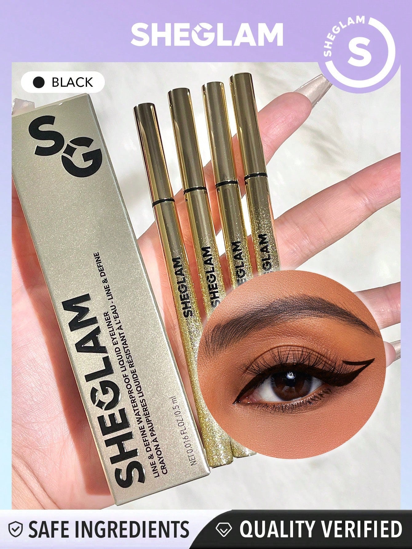 SHEGLAM Line & Define Waterproof Liquid Eyeliner - Black Long Lasting Matte Eyeliner Pencil Sweat-Proof No Smudge Professional Eye Make up Black Friday Party Eyeliner