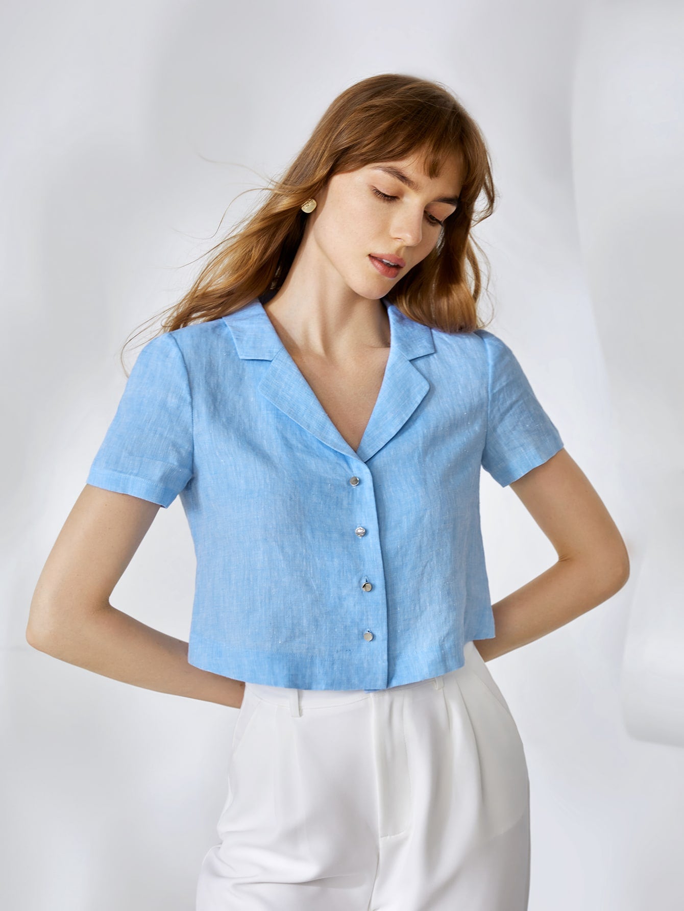 MOTF PREMIUM 100% LINEN CROPPED BLOUSE