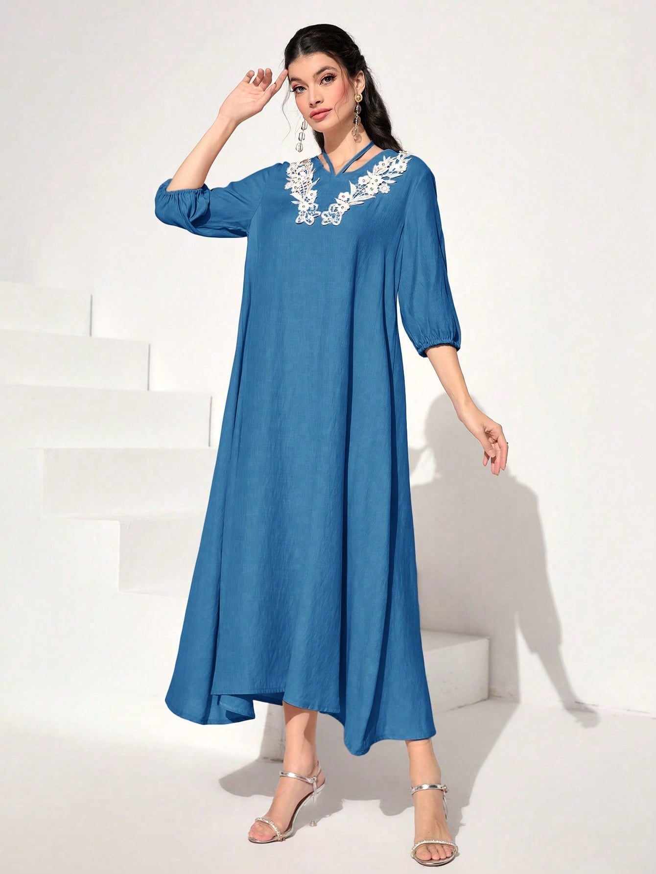 SHEIN Najma Floral Appliques Dress
