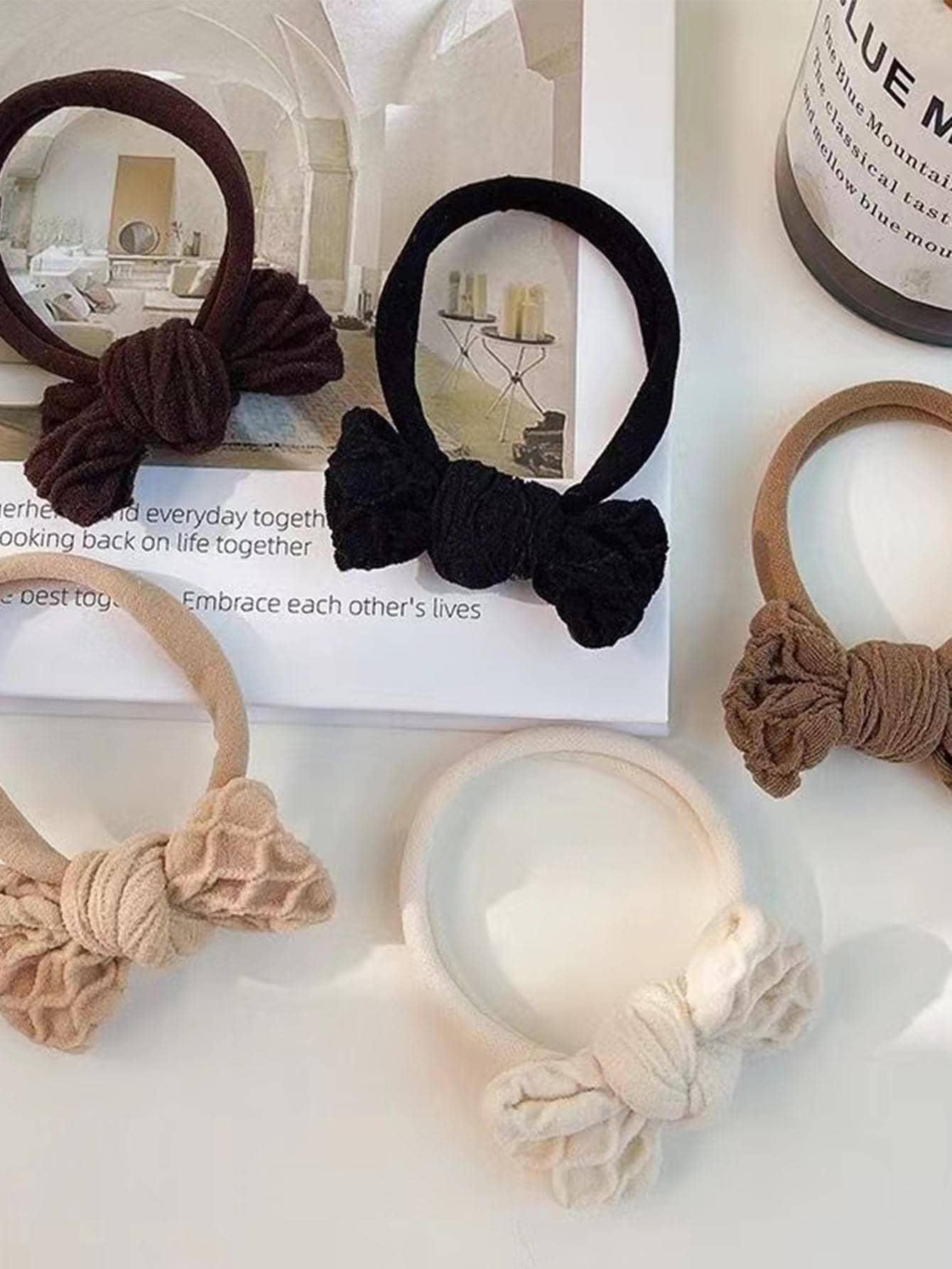 10Pcs Girls Bow Decor Hair Tie for Hair Decoration