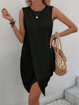 SHEIN LUNE Solid Tulip Hem Tank Dress