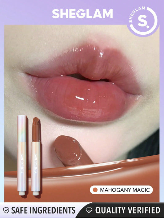 SHEGLAM Pout-Perfect Shine Lip Plumper-Mahogany Magic Moisturizing Plumping Solid Lip Gloss Non-Stick Nourishing Lip Plumping Serum Coconut Oil Lipstick Lip Cosmetics Black Friday Sale Lip Plumper