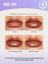 SHEGLAM Pout-Perfect Shine Lip Plumper-Hot Cocoa Moisturizing Plumping Solid Lip Gloss Non-Stick Nourishing Lip Plumping Serum Coconut Oil Lipstick Lip Cosmetics Gift Brown Lip Plumper