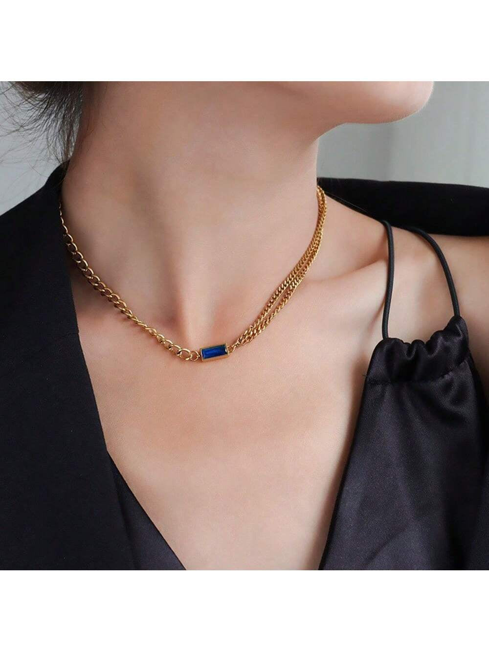 4Pcs/Set Women'S Exquisite Double Layered Necklace, Bracelet, Earrings Set