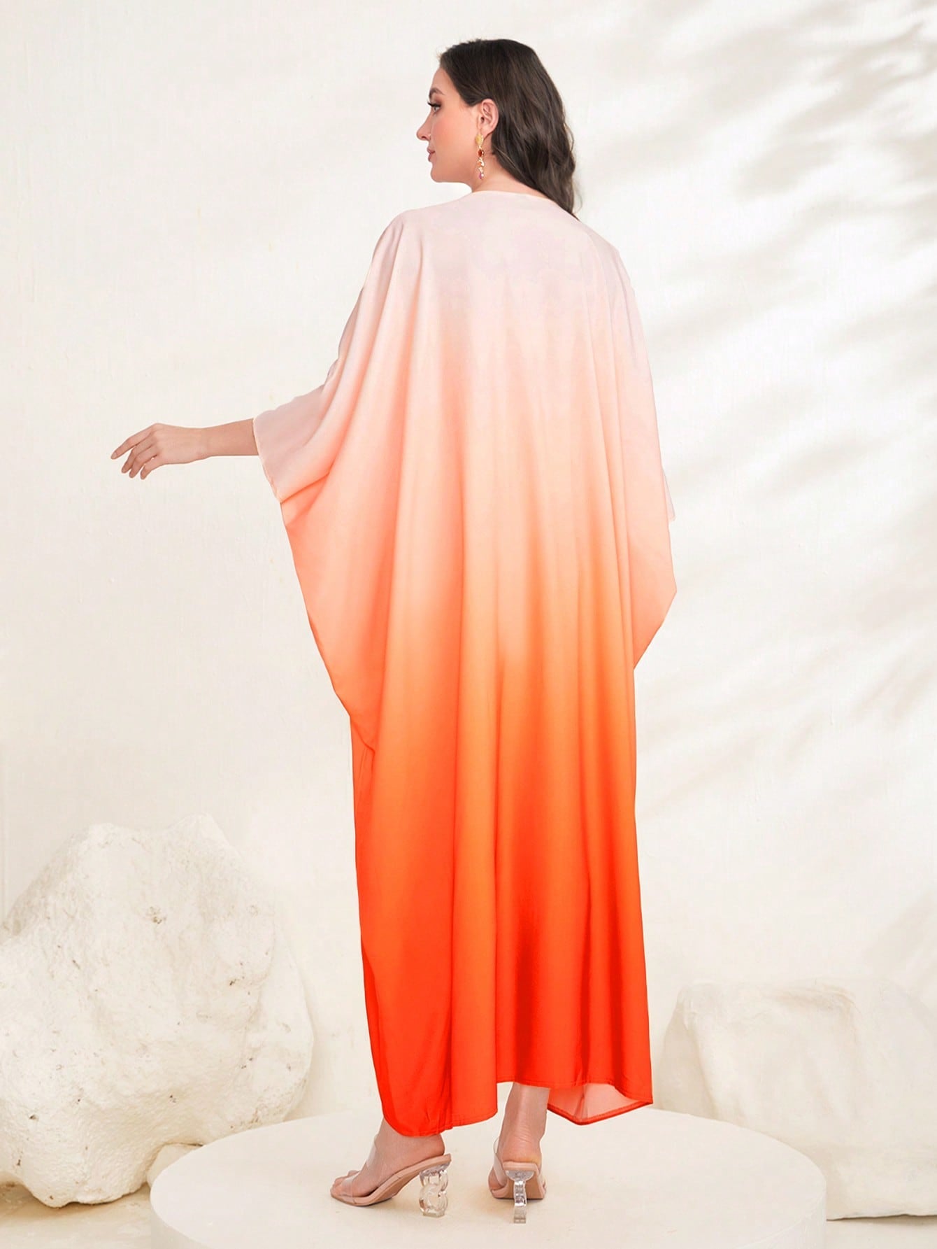 SHEIN Najma Ombre Print Batwing Sleeve Kaftan