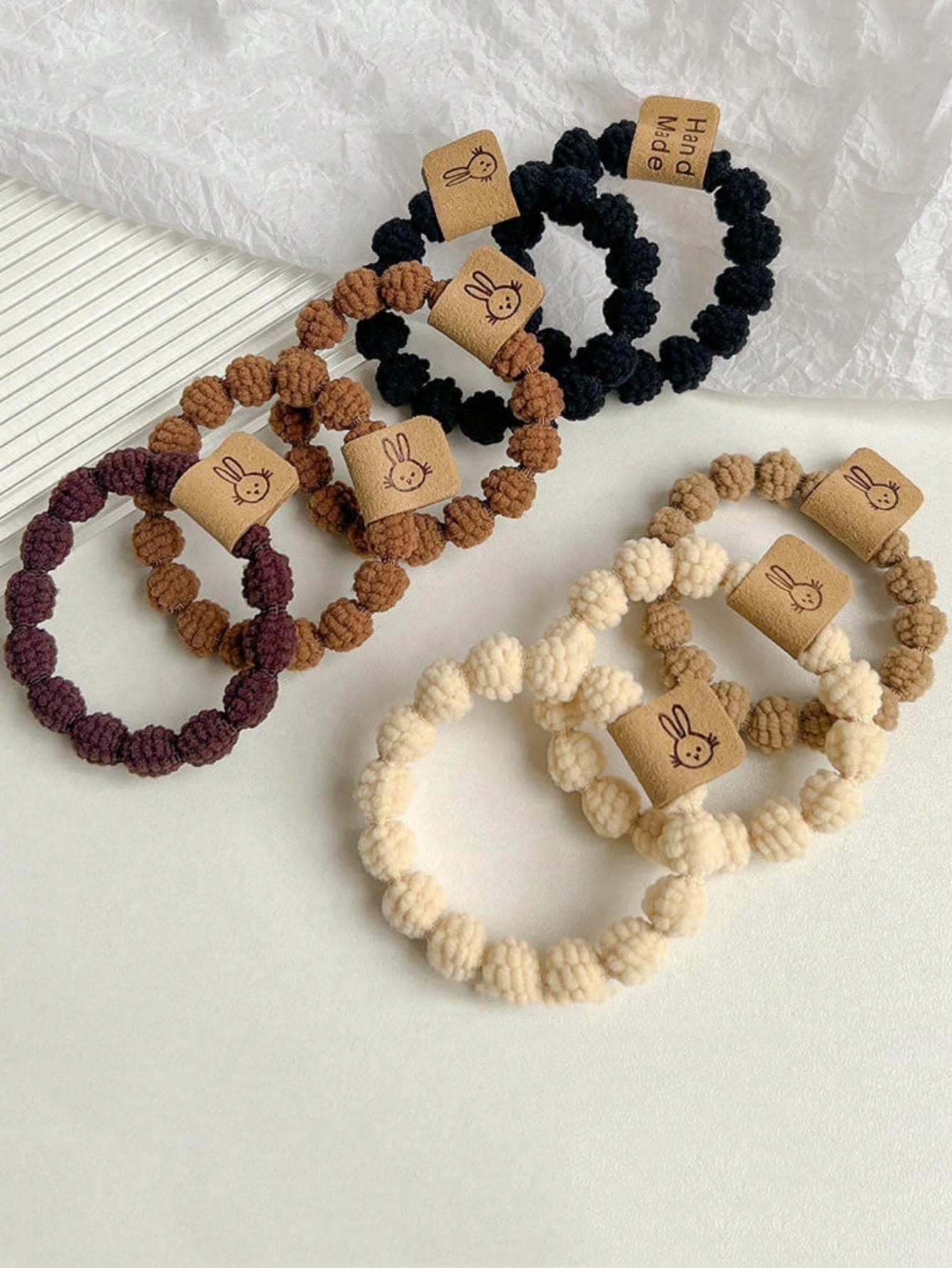 10Pcs Women'S Cute Rabbit Ear Elastic Hair Tie Band for Daily Wear