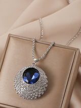 Rhinestone Decor round Pendant Long Necklace for Women'S Fashion Accessory
