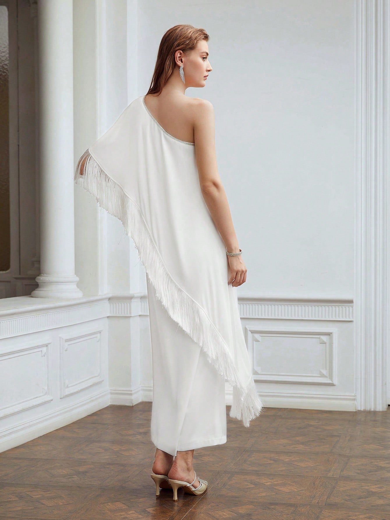 MOTF X Nour PREMIUM ONE SHOULDER FRINGE DRESS