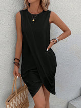 SHEIN LUNE Solid Tulip Hem Tank Dress
