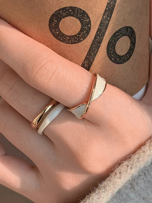 2Pcs/Set Simple & Fashionable & Versatile & High-End Feeling & Light Luxury Alloy Rings for Daily Wear