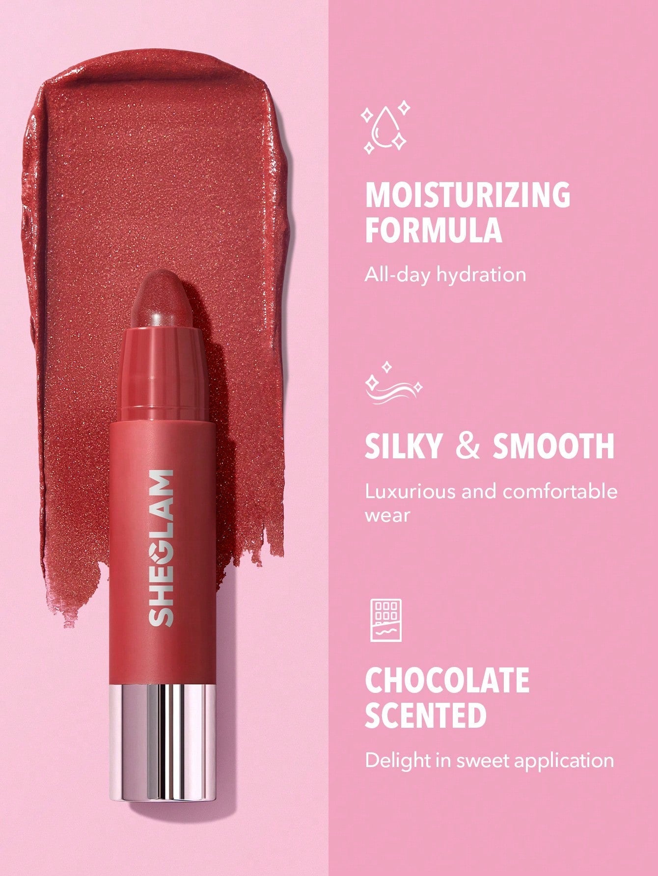 SHEGLAM Just Kissed Lipstick Crayon-Red Velvet Shimmer Matte Lip Glow Lipstick High Pigment Lip Balm Lip Makeup Hot Pink Black Friday Lipstick