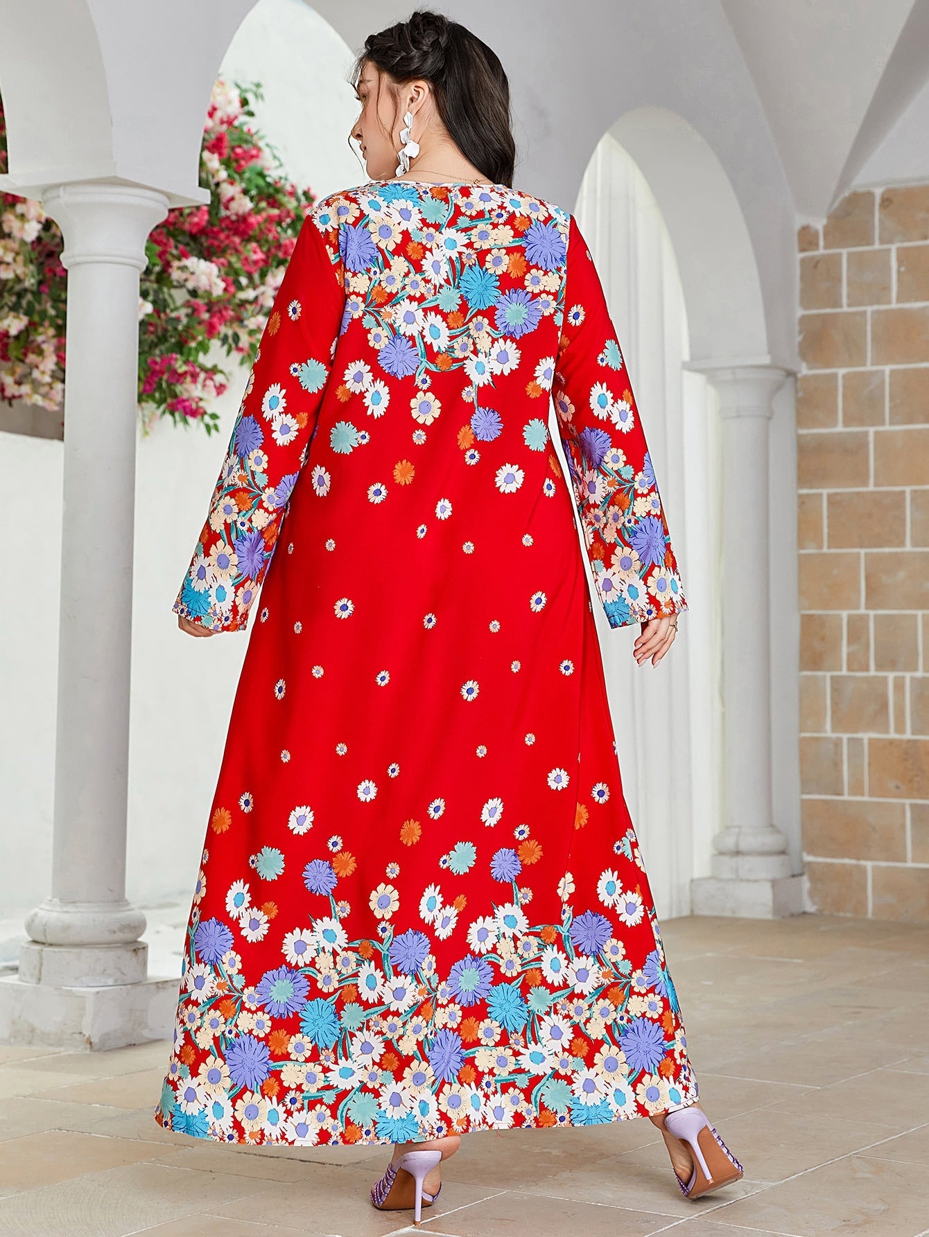 SHEIN Mulvari plus Floral Print Tunic Dress