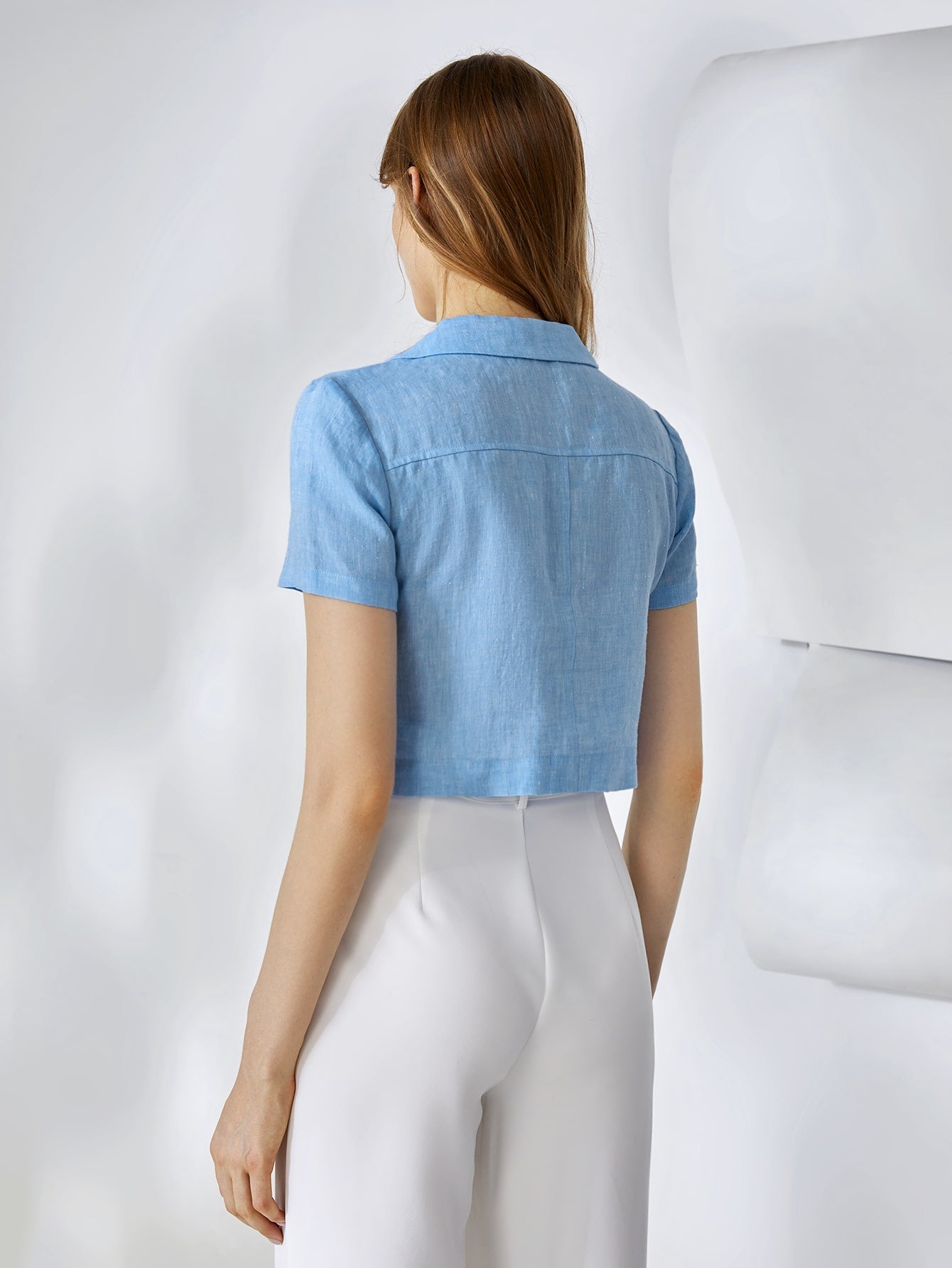 MOTF PREMIUM 100% LINEN CROPPED BLOUSE