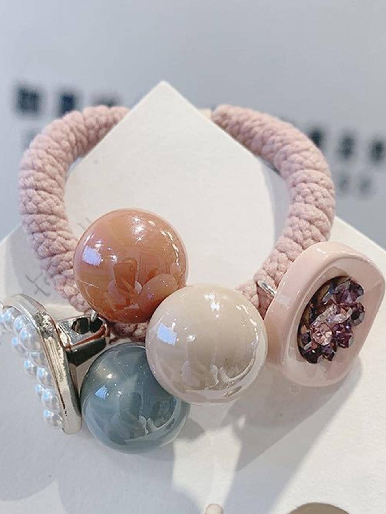 3Pcs Women Rhinestone & Faux Pearl Decor Fashionable Hair Tie for Daily Life