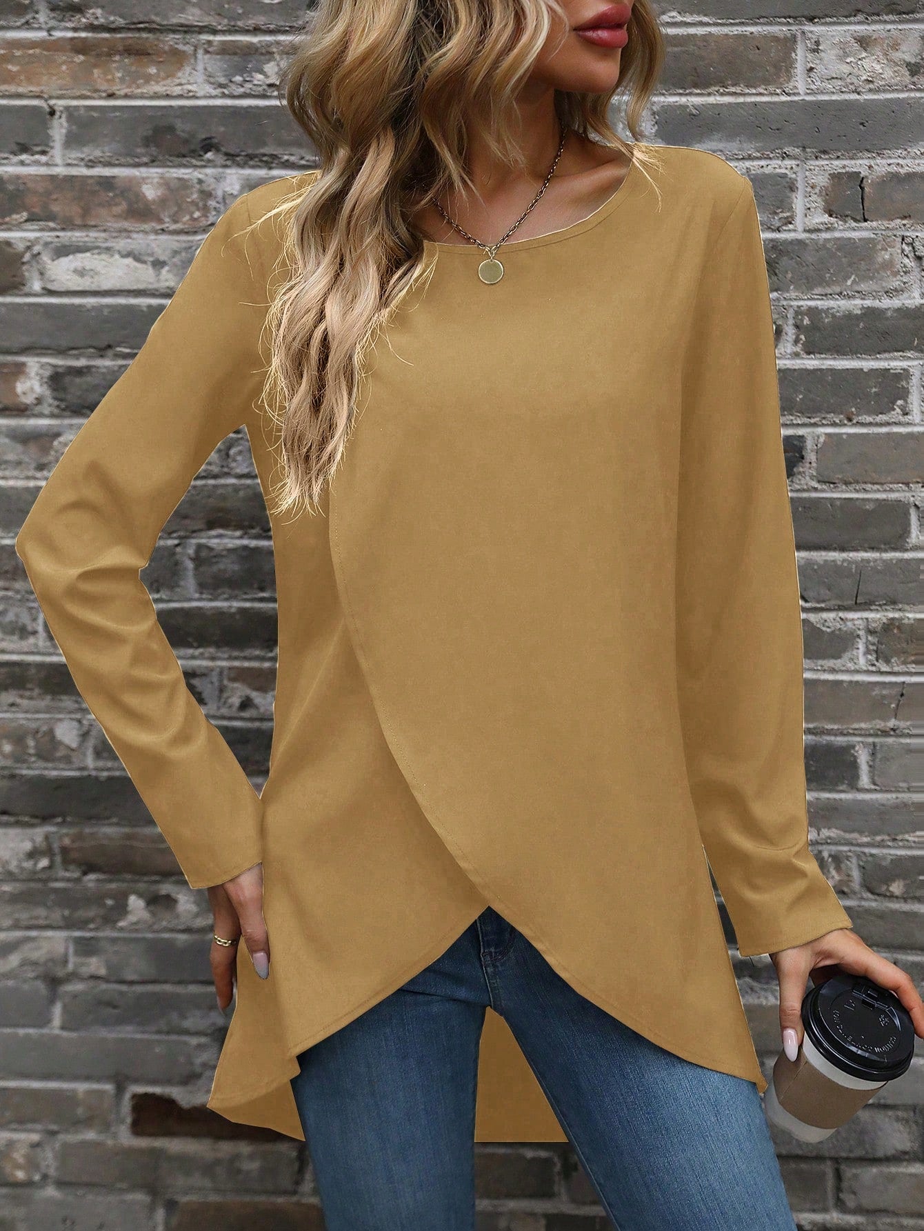 Solid Tulip Hem Blouse
