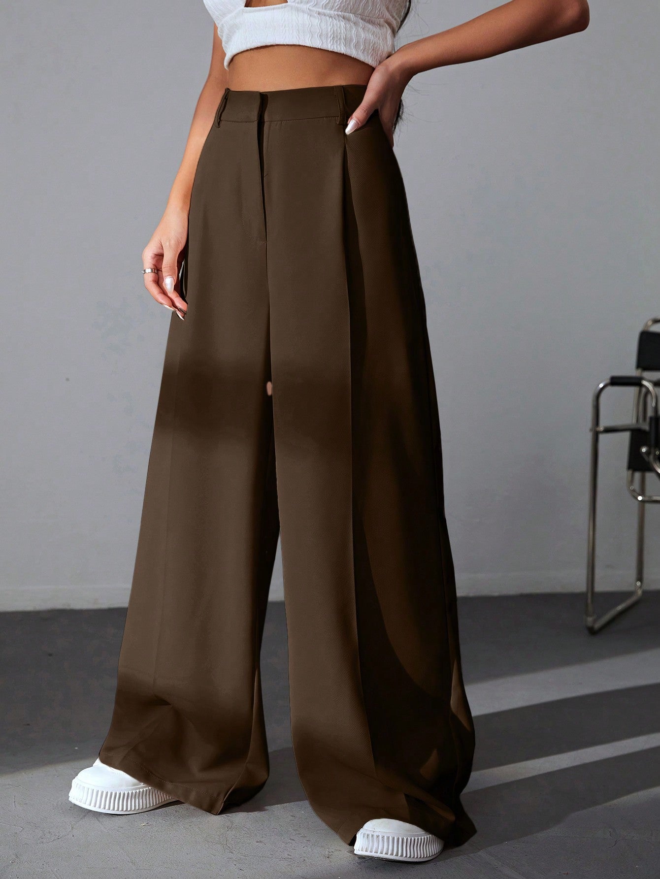 SHEIN Ezwear Solid High Waist Pants