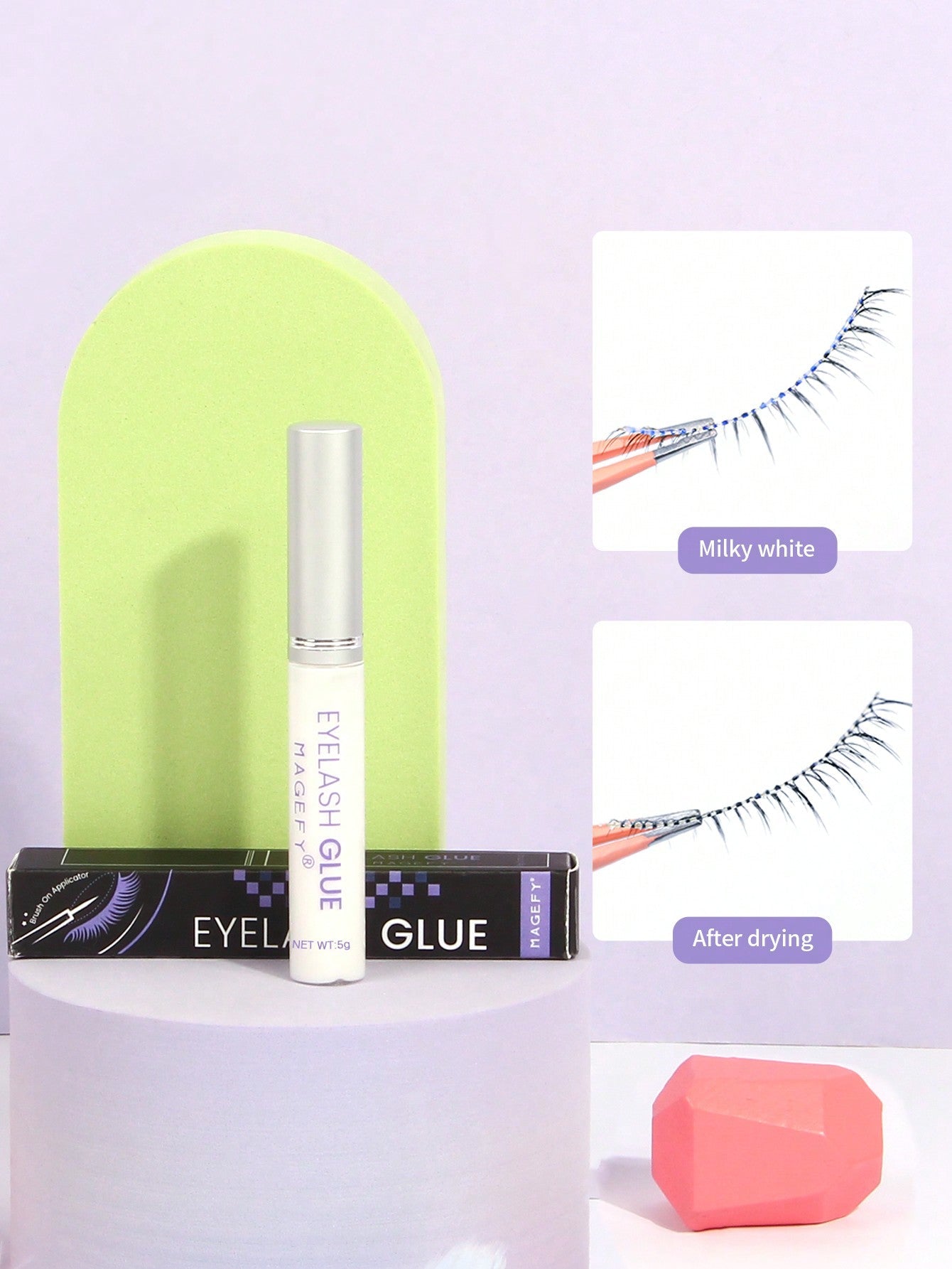 MAGEFY 1Pc Eyelash Glue,Naturally Invisible after Drying,Stick Firmly for Everyday Use for Eyelashes, Travel Essentials
