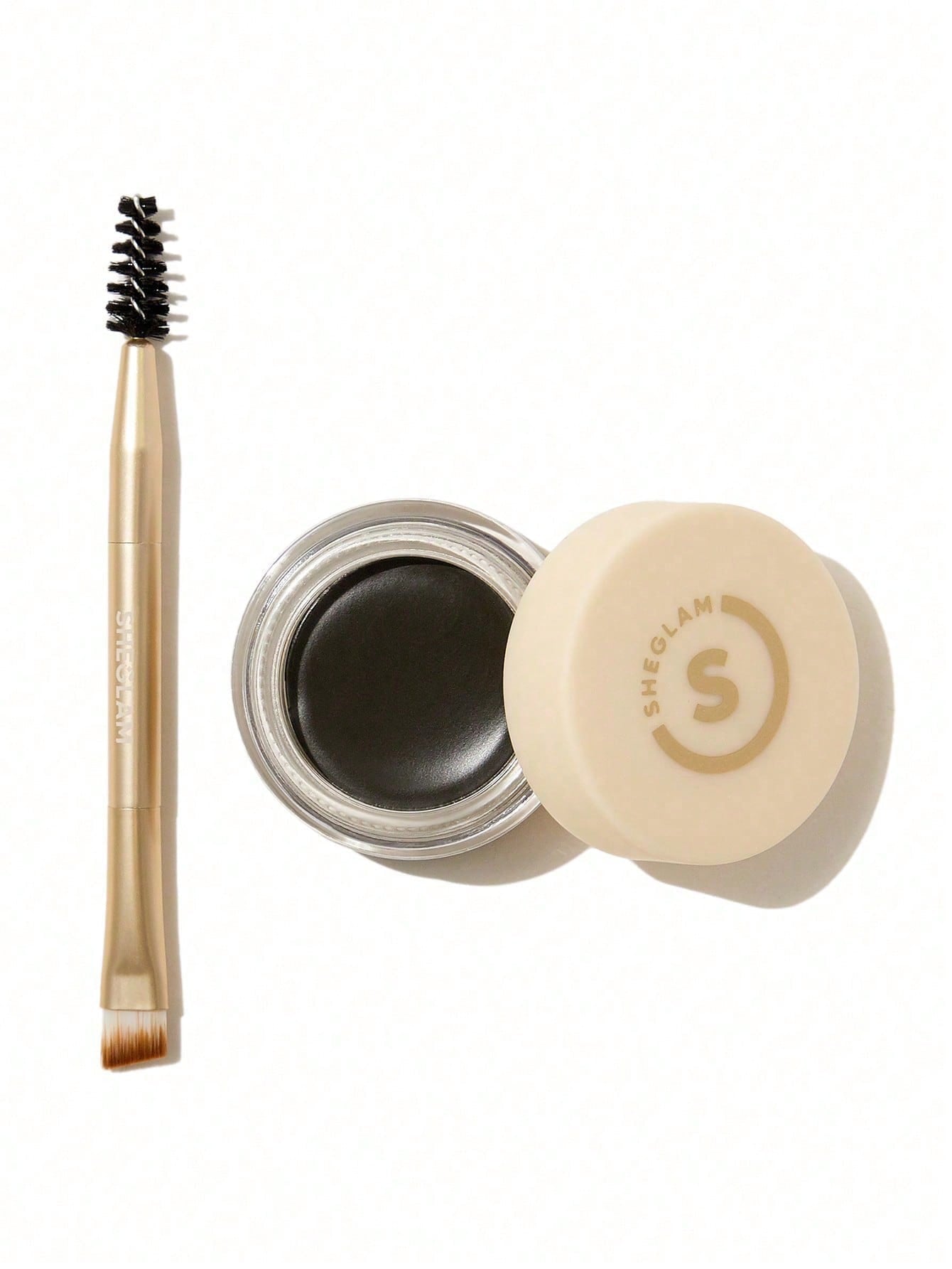 SHEGLAM Boss Brow Waterproof Pomade-Ebony Waterproof Eyebrow Cream Highly Pigmented Long Lasting Shaping Filling Eyebrow Makeup with Dual-Ended Brush Black Friday Winter Eyebrow