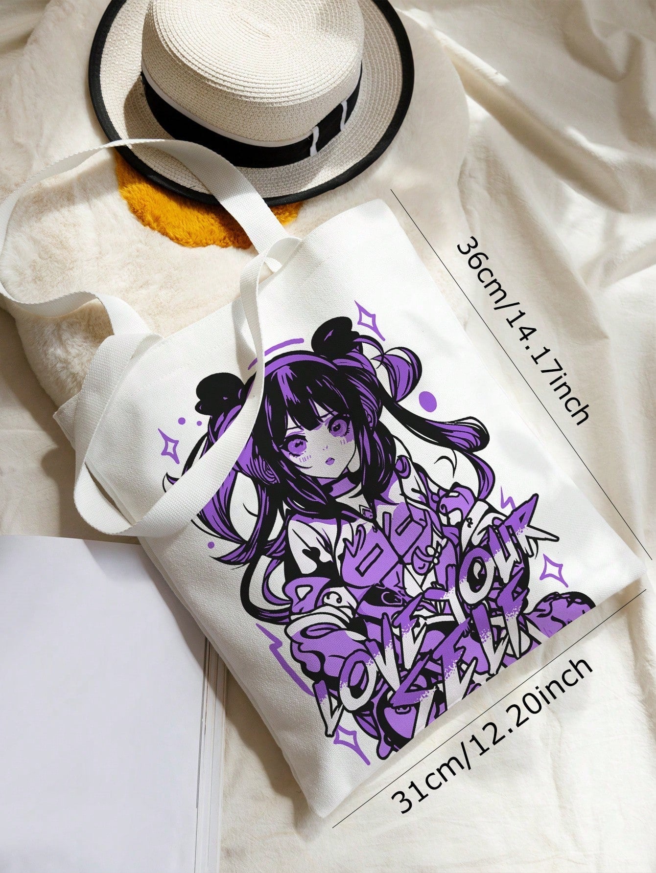 Sapstudio Anime Medium Shopper Bag Slogan Cartoon Figure Graphic for Shopping