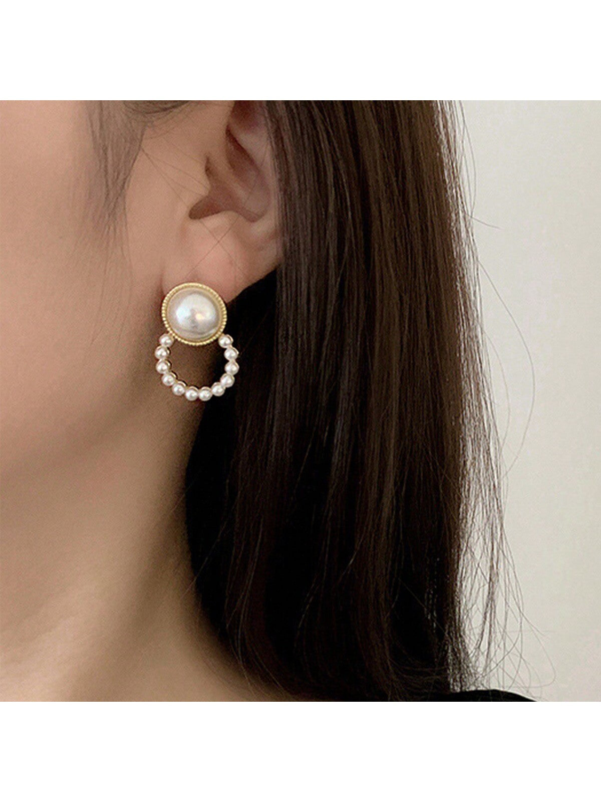 5Pcs/Set Deluxe Pearl & Flower & Diamond & Cat'S Eye Stone Ellipse Shaped Earrings Suitable for Daily and Festival Wear