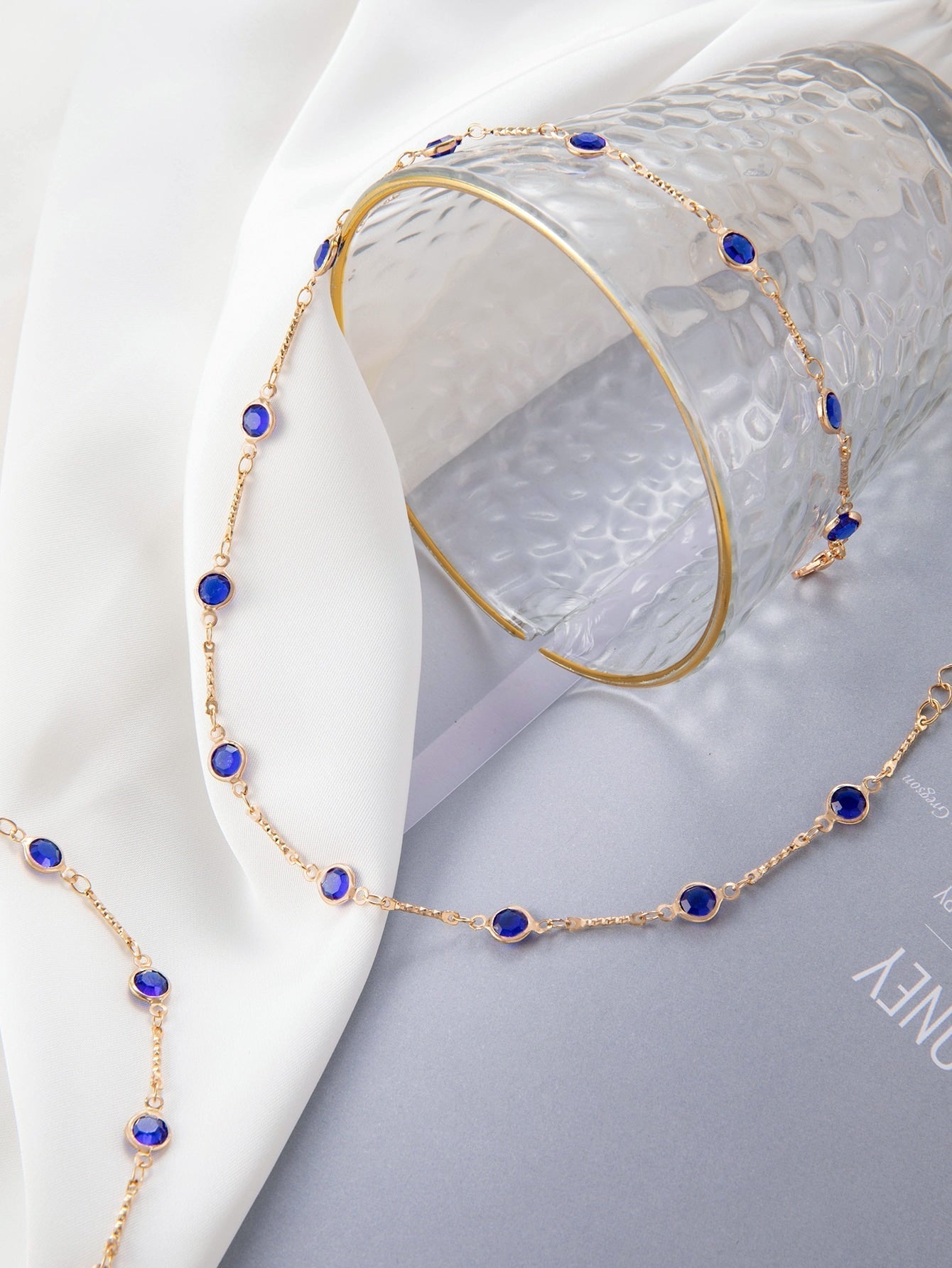 1Pc Fashion Polyresin Rhinestone Decor Anklet & 1Pc Necklace for Women for Gift