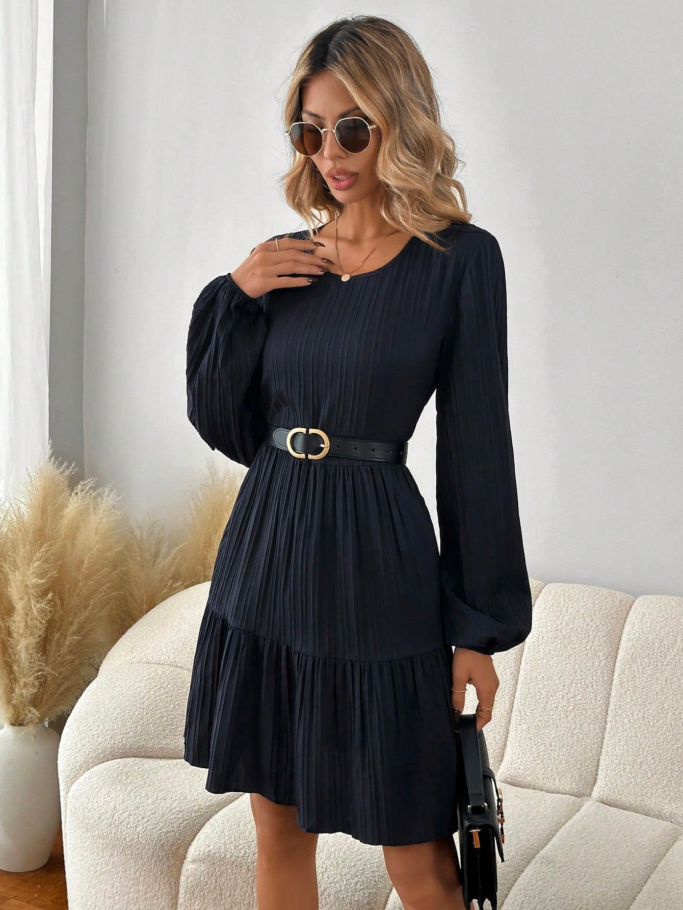 SHEIN LUNE Cute Dress with Lantern Sleeves