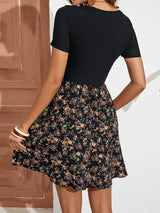 SHEIN Clasi Floral Print Scoop Neck Dress