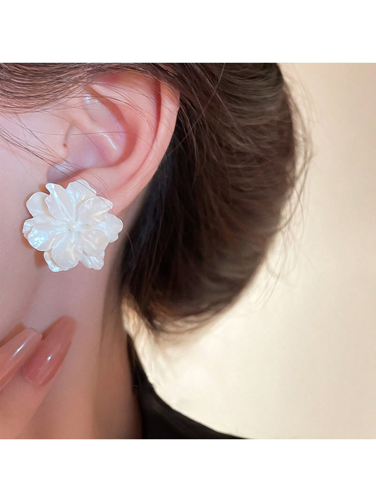 5Pcs/Set Deluxe Pearl & Flower & Diamond & Cat'S Eye Stone Ellipse Shaped Earrings Suitable for Daily and Festival Wear