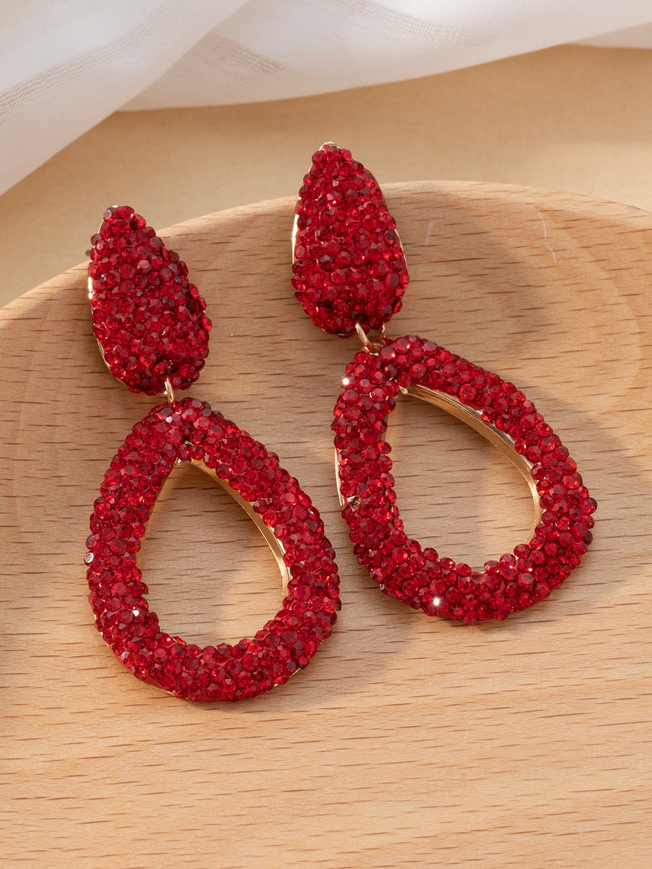Rhinestone Water Drop Earrings