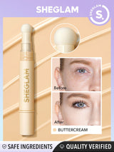SHEGLAM Complexion Boost Concealer-Buttercream Sponge-Head Applicator Matte Liquid Concealer Long Lasting Brightening Color Corrector Weightless All-Day Long Lasting Hydrating Concealer Black Friday Winter Concealer