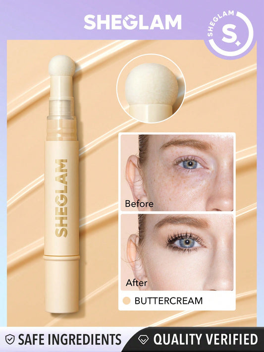 SHEGLAM Complexion Boost Concealer-Buttercream Sponge-Head Applicator Matte Liquid Concealer Long Lasting Brightening Color Corrector Weightless All-Day Long Lasting Hydrating Concealer Black Friday Winter Concealer