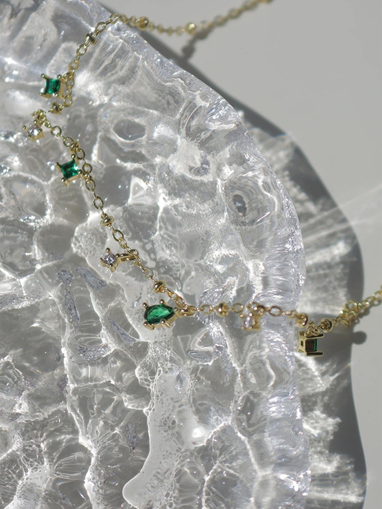 Cubic Zirconia Water-Drop Charm Necklace